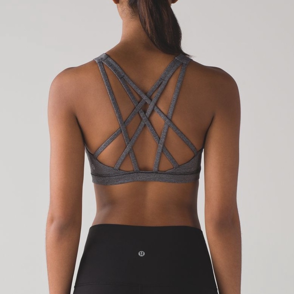 Lululemon Free To Be Serene Heathered Black Sports Bra 10